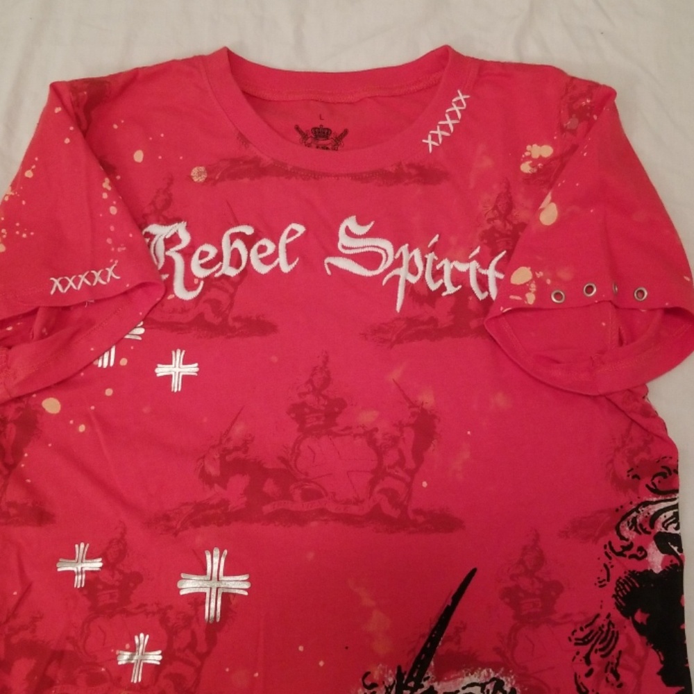 Rebel Spirit red unicorn distressed tshirt size L - Picture 6 of 8
